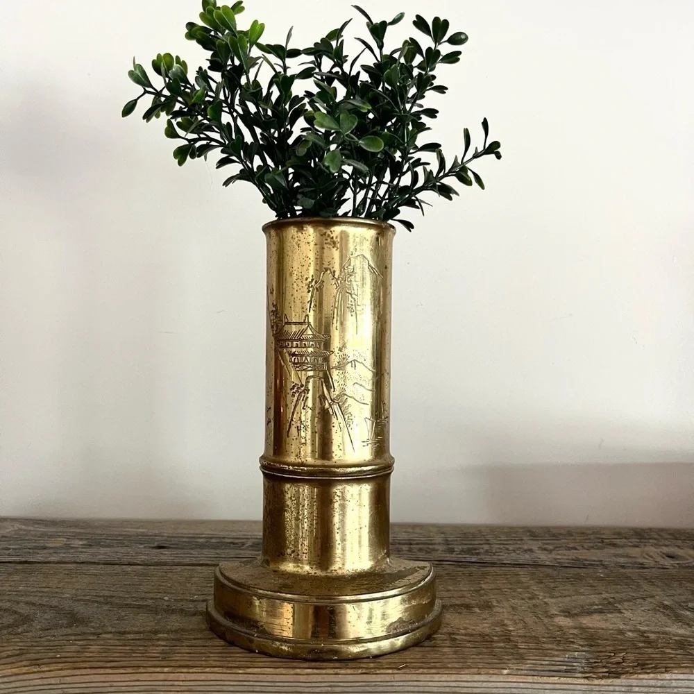 Brass etched wall pocket Vase